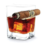 The Cigar Holding Whiskey Glass